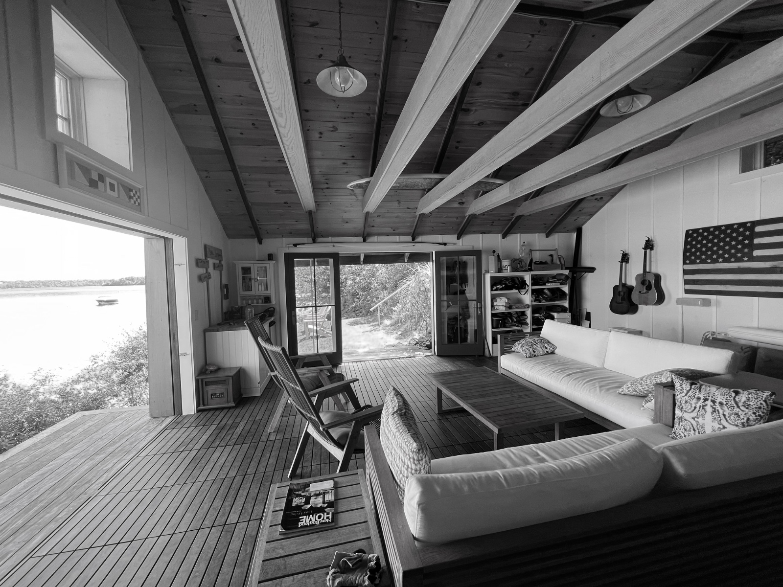 Inside the boathouse